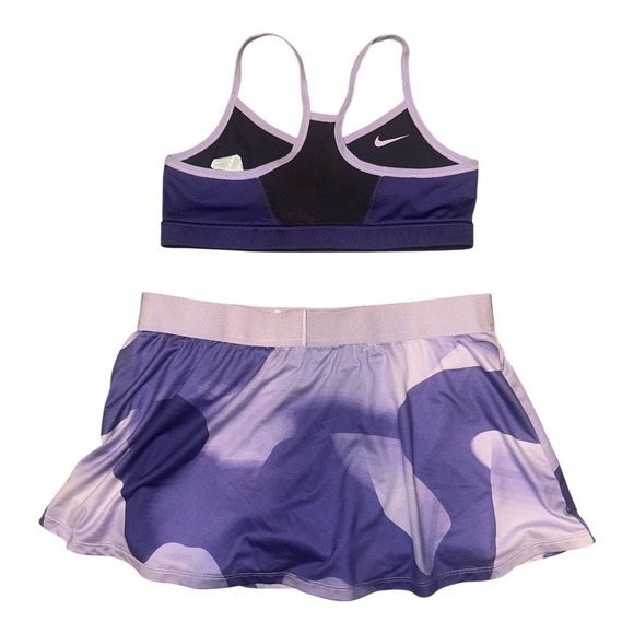 Nike Girls Purple Sports Bra and Skort Set, Large/XL - Picture 2 of 8